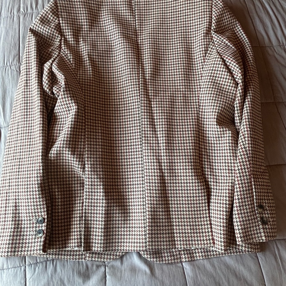 L'AGENCE Brown & Cream Houndstooth Single-Button Blazer - Picture 5 of 7
